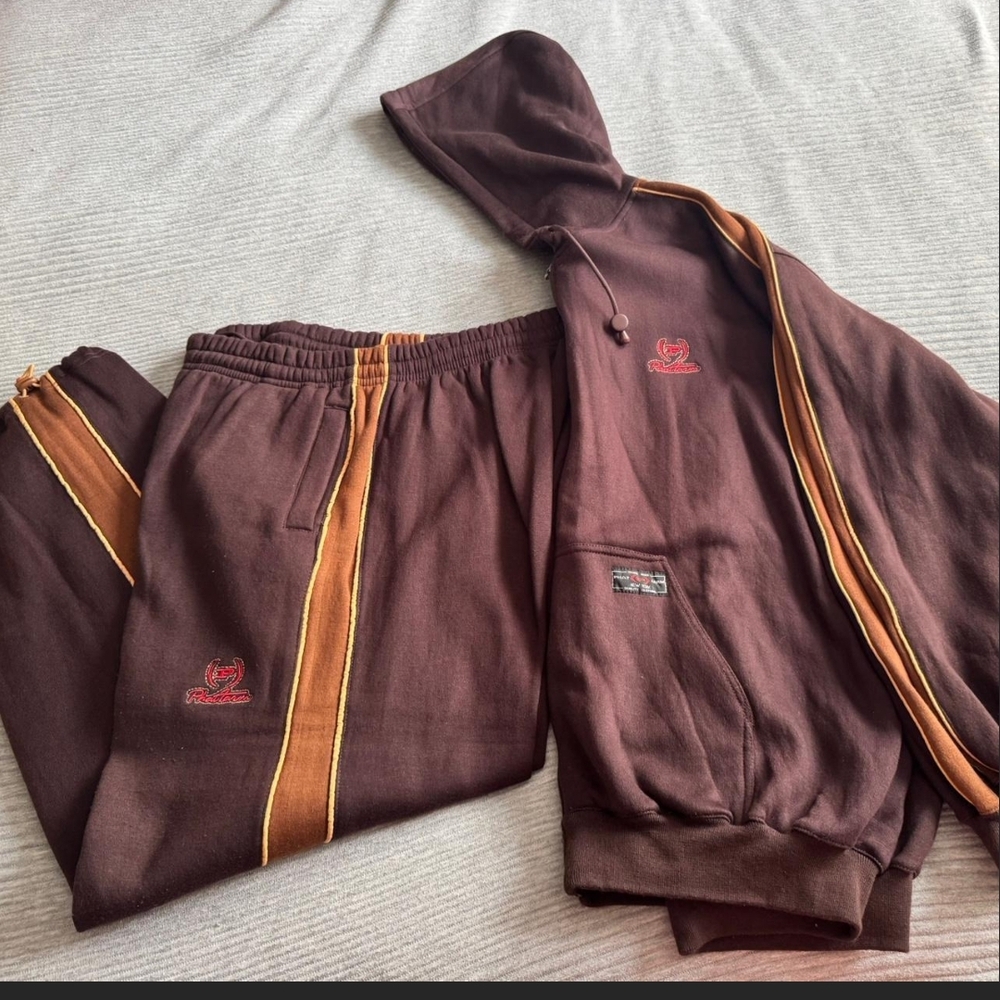 Phat Farm Brown Joggers with Orange Stripes